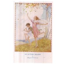 AN AUTUMN MELODY. by Margaret W. Tarrant unused postcard Medici society ltd. =
