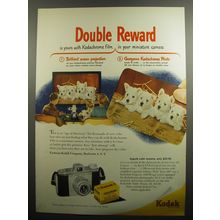 1951 Kodak Pony 828 Camera and Kodachrome Film Ad - Double Reward