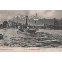 Thun Die Aare Mit Niesen Switzerland Ship 1907 Hotel Frank Postcard
