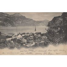 Fluelen Switzerland 1903 Antique Panorama Postcard