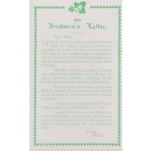 An Irishmans Letter Five Shillings Money Comic Songcard Antique Poem Postcard