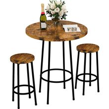 Recaceik 3 Piece Pub Dining Set, Modern round Bar Table and Stools for 2 Kitchen