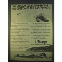1979 Thomson Holidays Ad - Giving Customer Last Word
