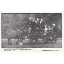Handsworth Fire Brigade Engine Birmingham Public Libraries Reproduction Postcard