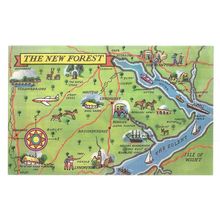 NEW FOREST MAP, HAMPSHIRE unused vintage postcard =