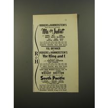 1954 Rodgers & Hammerstein's Plays Ad - The King and I, South Pacific