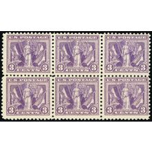 537, Mint FVF NH 3¢ Liberty Block Of Six SCV $120 * Stuart Katz