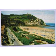 1960 postcard San Sebastion, Ondarreta Beach