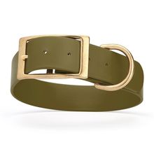 Dog Pet Collar with Brass Hardware Size L W 1.5” L 16” - 20” Olive Drab Green