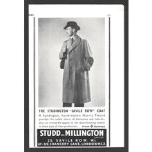 STUDD & MILLINGTON Savile Row LONDON : pre-war Original Vintage 1939 Advert