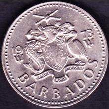 1973 Barbados 25 Cents Coin