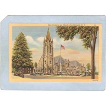 New York Poughkeepsie First Presbyterian Church Street Scene Intersection ~2258
