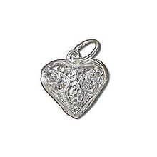 Sterling Silver Diamond Cut Filigree Heart Pendant