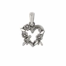 Sterling Silver Heart Flower Wreath Pendant with Loops