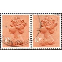 1971-96 Machin 10p Value. Orange-Brown (Type 1) All-Over Phosphor. F/Used Pair.