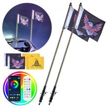 2 PCS 4 FT Whip Light, APP & RF Remote Control Led Whip Light, Waterproof RG...