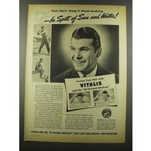 1939 Vitalis Hair Tonic Ad - In Spite of Sun and Water