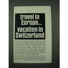 1964 Swiss Tourism Ad - Travel in Europe