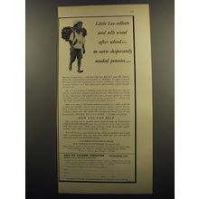 1953 Save the Children Federation Ad - Little Lee collects and sells wood