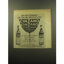 1959 Cinzano Vermouth Ad - Mix with Cinzano and you mix with the best