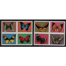 Ajman Butterflies 8v Blocks of 4 1971 MNH MI#747A-754A