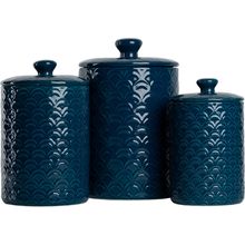 10 Strawberry Street Kitchen Canister, 3 Piece Set, Ocean Navy