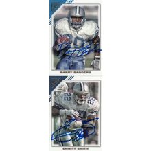 BARRY SANDERS & EMMITT SMITH AUTO 2024 LIONS & COWBOYS HOF SB CHAMP FULLBACKS