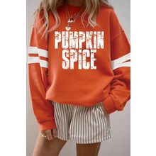 Orange PUMPKIN SPICE Graphic Varsity Casual Sweatshirt
