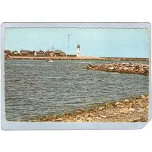 MA Scituate Lighthouse Postcard Old Scituate Lighthouse Rippled Edge Card ~595