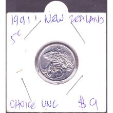 1991 New Zealand 5c Coin