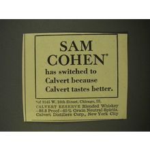 1947 Calvert Reserve Blended Whiskey Ad - Sam Cohen
