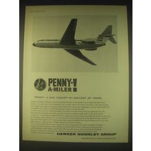 1962 Hawker Siddeley Havilland Trident Jet Ad - Penny-a-miler