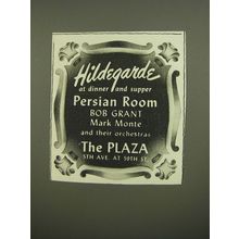 1944 The Plaza Hotel Ad - Hildebgarde at dinner and supper Persian Room