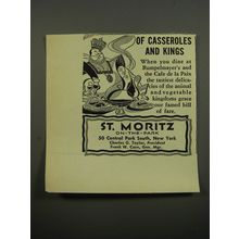 1951 St. Moritz On-the-Park Hotel Ad - Of casseroles and kings