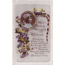 Child With Romany Gypsy Headscarf Real Photo Greetings Postcard