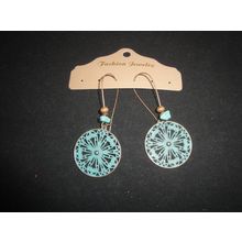 Large round aged bronze look colour kidney wire earrings