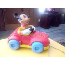 Old Vintage Walt Disney Kohner Mickey Mouse Pull Car Working Condition 1973