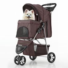 Monibloom Foldable Dog Strollers for Small Dogs with Weather Cover, 3 Wheels Pet