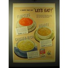 1948 Campbell's Tomato, Bean with Bacon and Chicken Noodle Soup Advertisement
