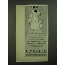 1968 I. Magnin White Rabbit Girl's Fur Coat Ad - You're a honey, bunny