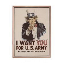 I Want You For US Army American Recruitment WW1 Uncle Sam Poster Postcard