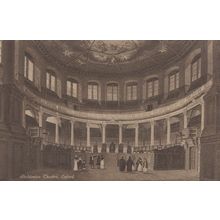 Tourists At Sheldonian Theatre Oxford Antique Postcard