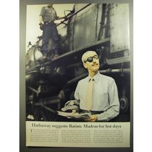 1952 Hathaway Shirts Ad - Hathaway suggests Batiste Madras for hot days