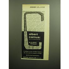 1958 George Braziller Book Advertisement - Albert Camus: The invincible Summer