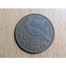 New Zealand 1958 1d Penny Coin