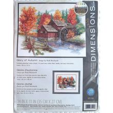 Dimensions Glory of Autumn Mill Scene Cross Stitch Kit 14 x 11 Rudi Reichardt