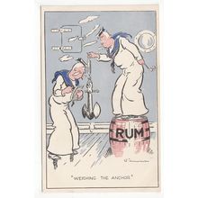 Weighing the Anchor Naval Comic Funny Postcard Eagle Steamer Publications