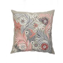 20" X 20" Gray Adn Pink 100% Cotton Floral Zippered Pillow