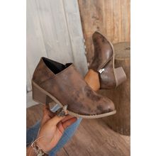 Coffee Tulip Opening Suede Ankle Boots