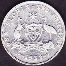 1932 Australia Florin (2 Shillings) coin